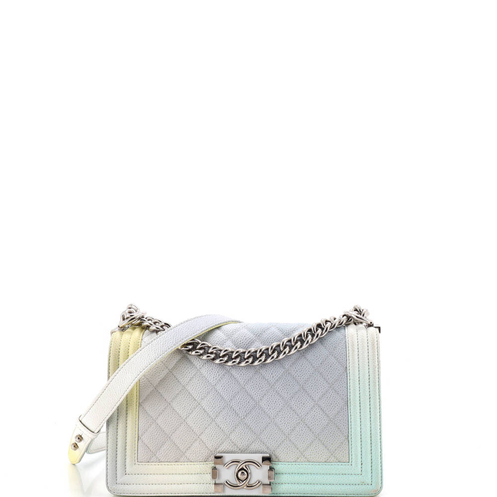 Chanel Old Medium Rainbow Boy Flap Bag Quilted Painted Caviar